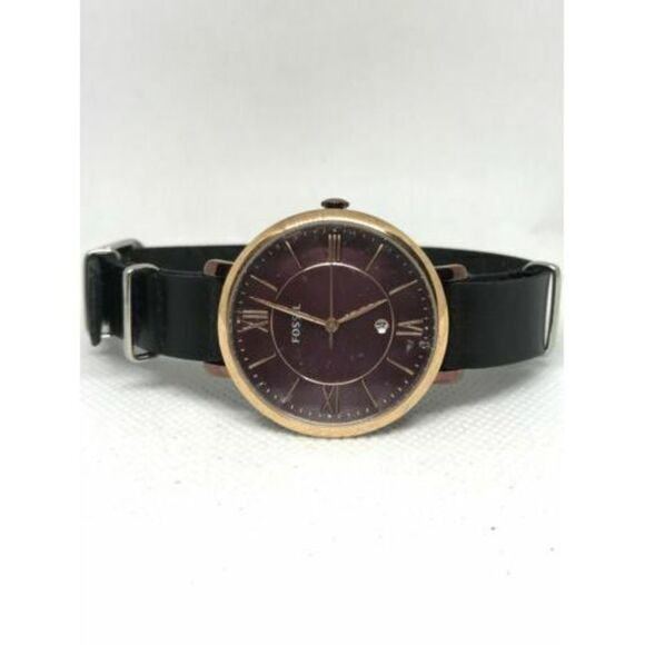 Fossil ES4099 Jacqueline Womens Black Leather Analog Wine Dial Quartz Watch Ff22 - Picture 3 of 9